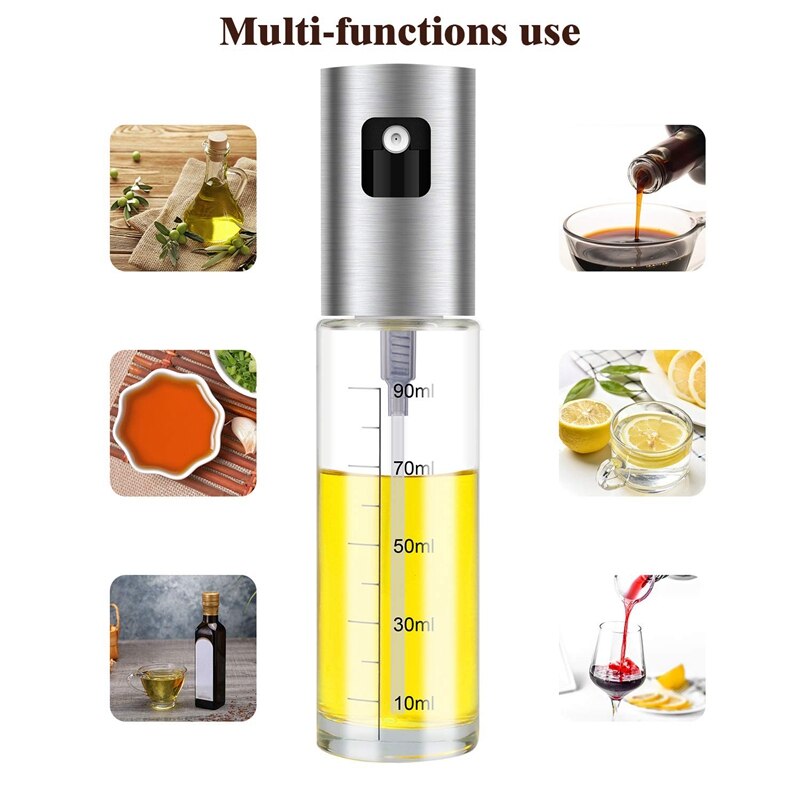 2 stuks olijfolie verstuiver mist capaciteit food-grade glazen fles azijn verstuiver dispenser voor bbq salade bakken braden grillen