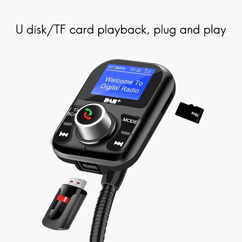 Adaptador de Autoradio para coche, Radio Digital con Bluetooth, manos libres, Transmisor FM, recarga USB, Musk Play
