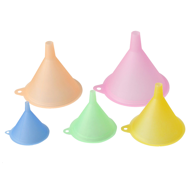 5 PCS Colorful Plastic Funnel Small Medium Large Variety Liquid Oil Kitchen Set Funnel Small Medium Liquid Oil Large Variety Kit: 5pcs