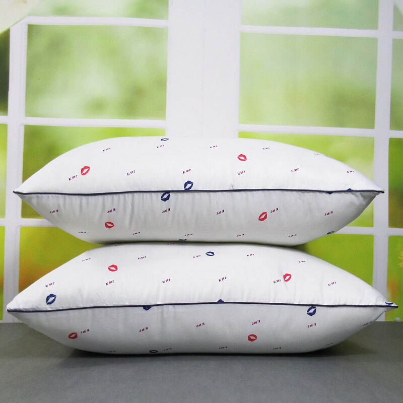 Oreiller en tissu de plumes doux imprimé, oreiller de sommeil Super extensible pour le cou, fournitures standard d'hôtel et de maison: Red lips / 40x70cm (1pc)