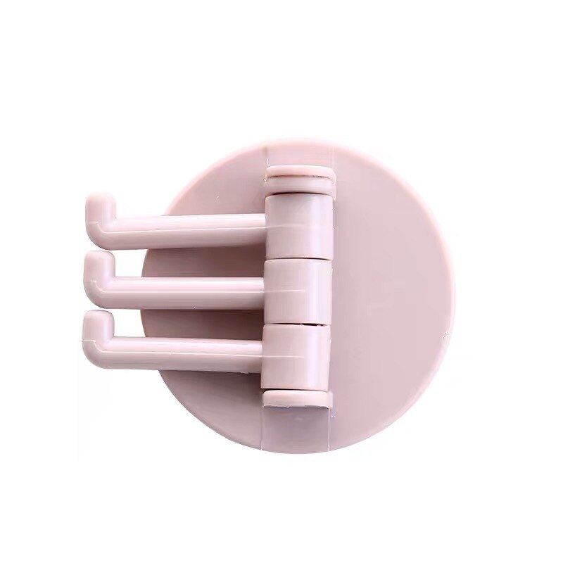 Wall Hooks Seamless Adhesive Hook Rotatable Strong Bearing Stick Hook Kitchen Wall Hanger Bathroom Kitchen Hooks: pink