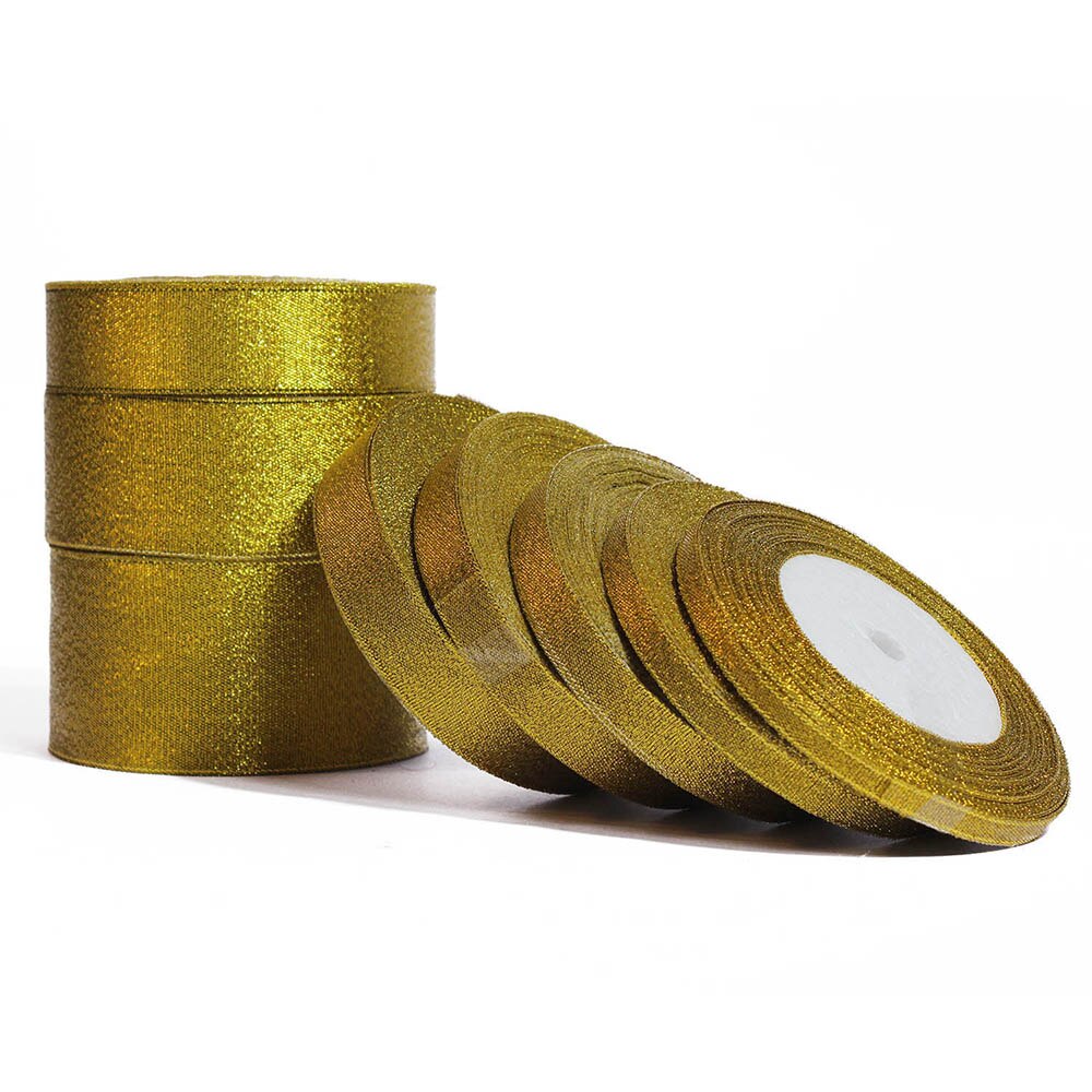 Handgemaakte Gouden Lint 25 Yard 22M Metallic Glans Lint Bruiloft Kerst Decoratie Diy Singels Kaart Cadeaupapier
