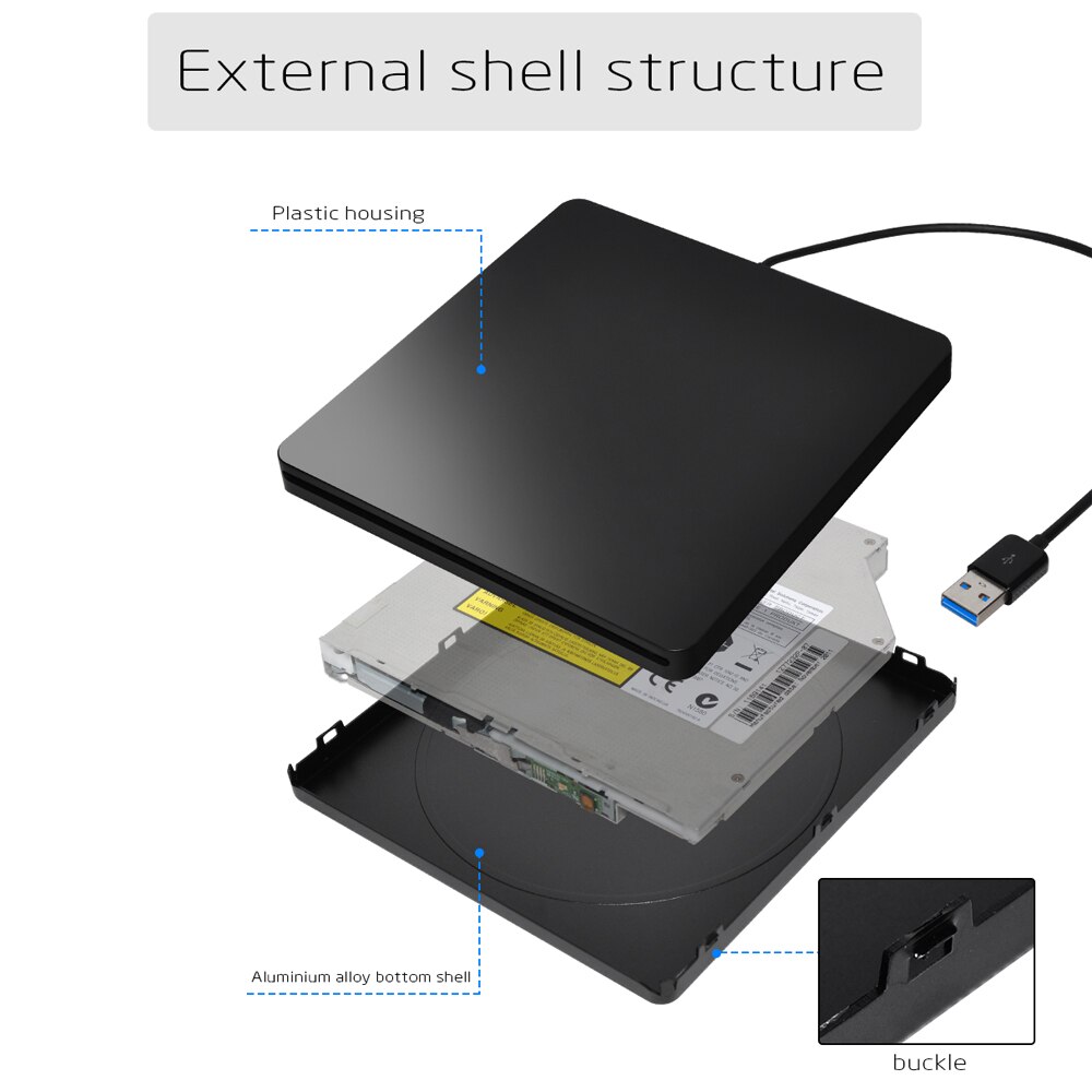 Unidad óptica IDE de 9,5mm, carcasa de DVD RW con USB 2,0, ranura externa en DVD, supercarcasa para Macbook Notebook ECD018