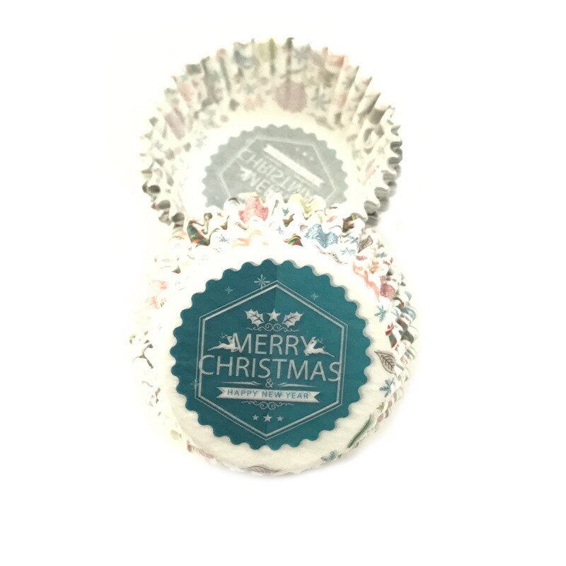 Moldes de papel para pastelitos de Navidad decoración para pasteles, accesorios de cocina, utensilios de decoración de repostería, 100 Uds.