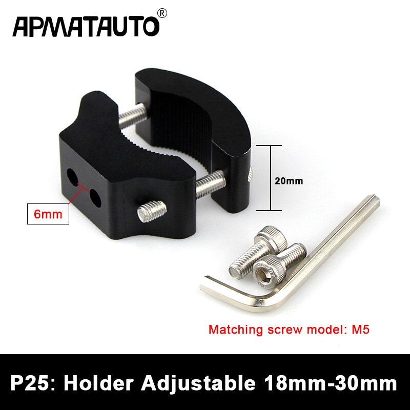Motorcykel beslag kofanger montering klemme motorcykel forlygte monteringsbeslag justerbar led lys beslag holder support de phare: 1pc p25 18-30mm
