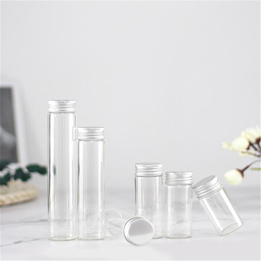 12 Stks/partij 60Ml/80Ml/100Ml/110Ml Glazen Flessen Aluminium Cap Leuke Jar Flesjes diy Craft Container Transparante Parfumflesjes