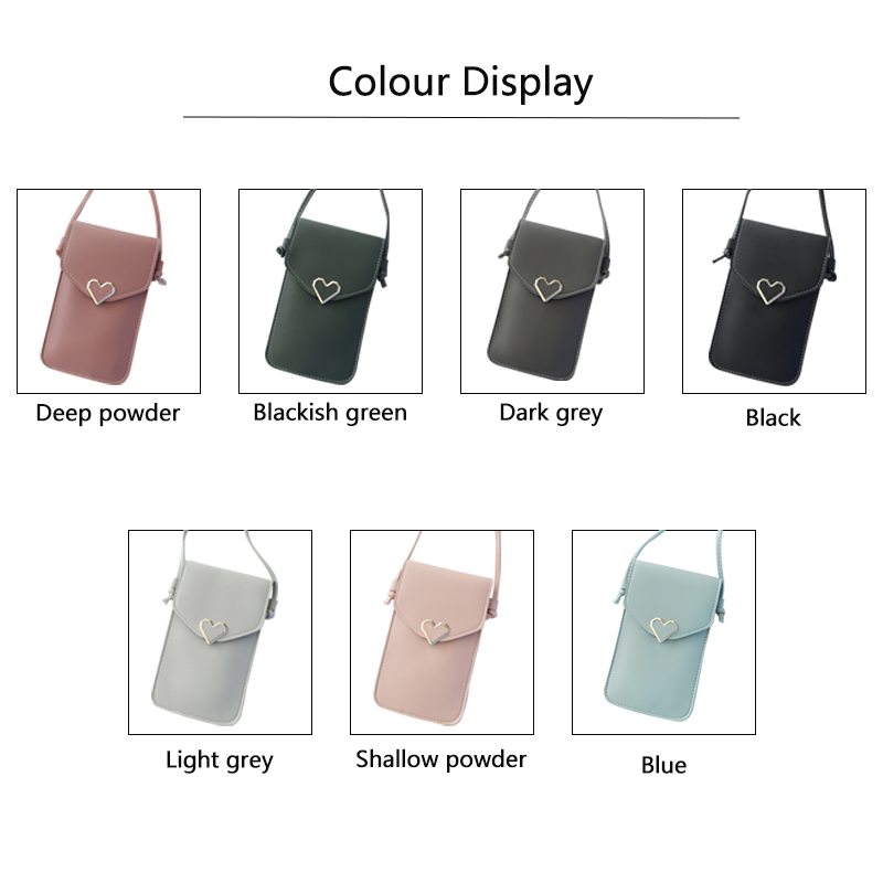 Nouvel Été Femmes En Plein Air poche portefeuille Sac À Bandoulière En Forme De Coeur Décoratif Écran Tactile De Téléphone Portable Quotidien Directe KDCW1