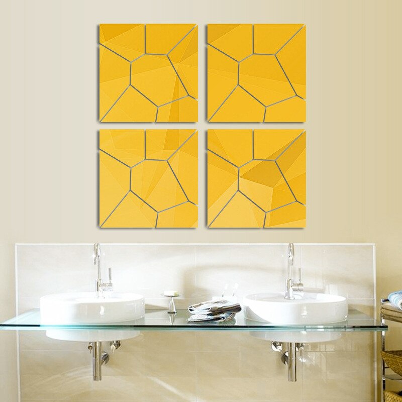 Pegatinas de espejo 3D para pared, pegatinas geométricas removibles, DIY TV de fondo, decoración de la habitación del hogar, YE