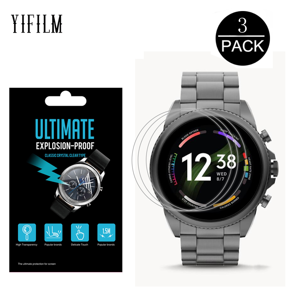 Film de protection anti-rayures Ultra-fin pour montre connectée Fossil Gen 6 FTW4059V FTW4062V FTW4061V FTW4063V, pas du verre, 3 pièces