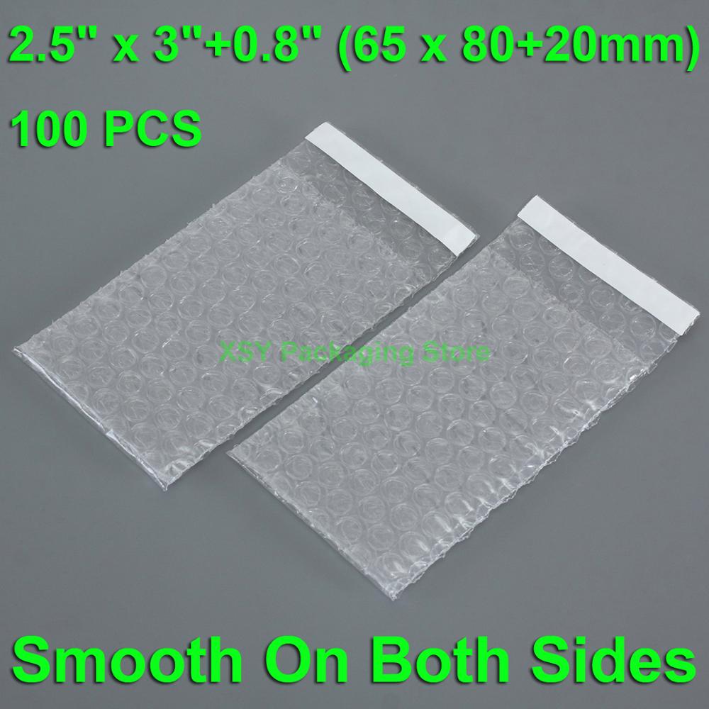 100 Stuks 2.5 &quot;X 3&quot; 0.8 &quot;(65X80 + 20Mm) zelf Seal Duidelijke Bubble Zakken Kleine Plastic Verpakking Enveloppen Mini Poly Roll Zakjes