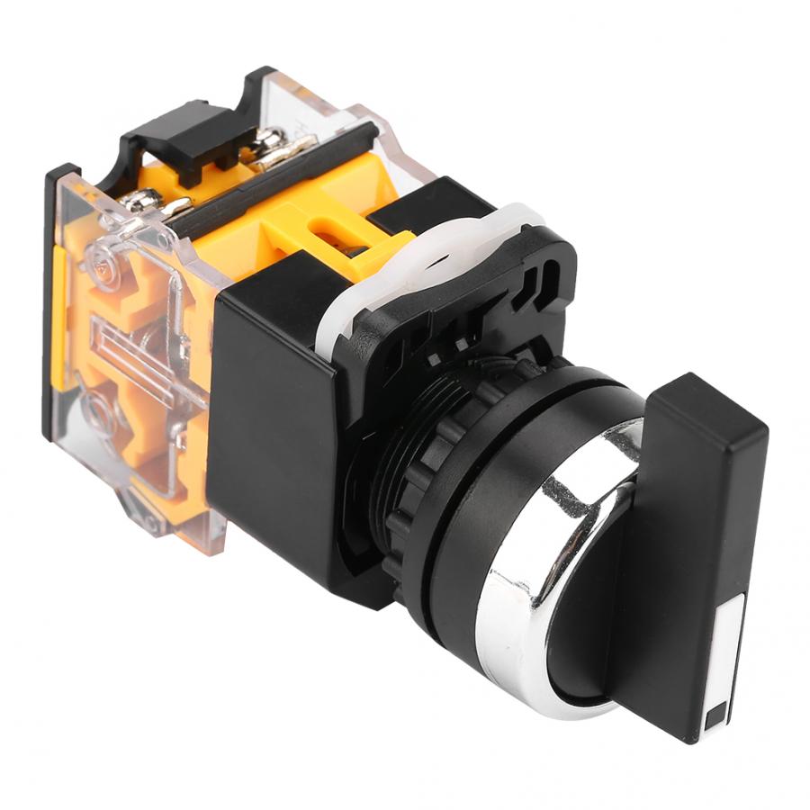 22mm 3 Position Auto Reset Selector Momentary Rotary Switch Long Handle LA38-20BX33 220V/380V