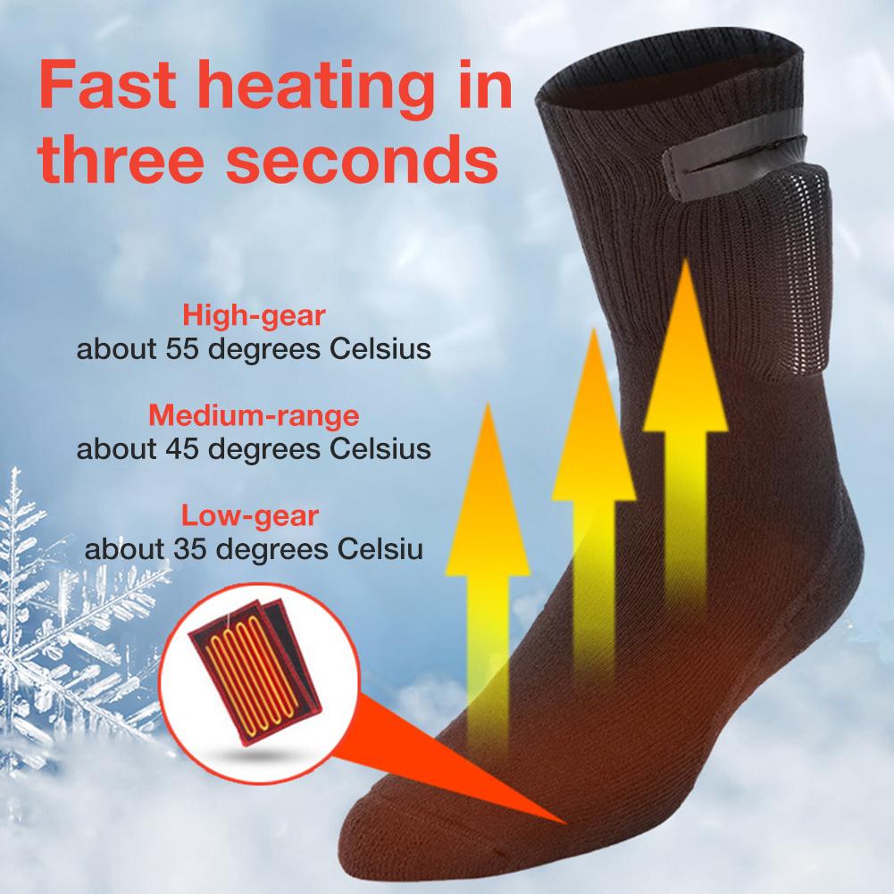 Electric Heated Socks - USB Rechargeable - Adjustable Temperature - Knee-High Cotton - for Men & Women Outdoor Sports