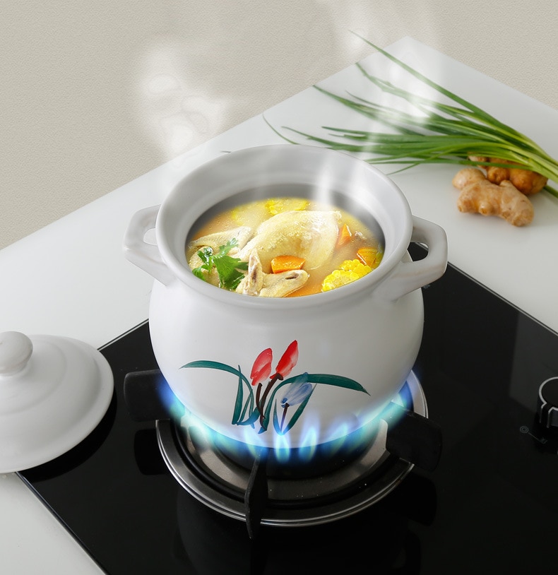 Claypot king White orchid pot High temperature casserole Open fire ceramic soup pot