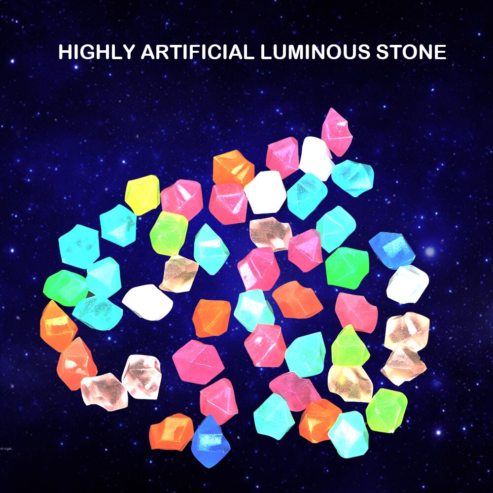 300 unid/pack 14mm resina Artificial adoquines brillantes guijarros grava luminosa piedra jardín decoración