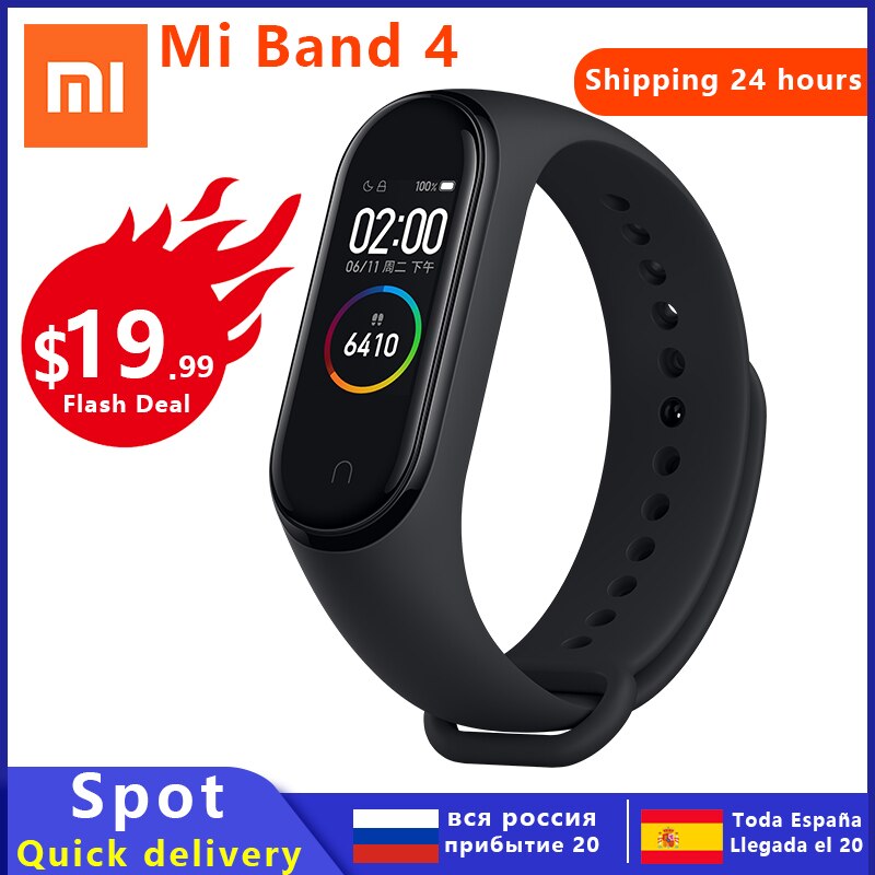 Xiaomi MiBand4 Fitness Tracker 0.95Color AMOLED 5.0 Smart Bracelet Monitor 50m Waterproof 135mAh up to 20Days Activity Tracker: Mi Band 4