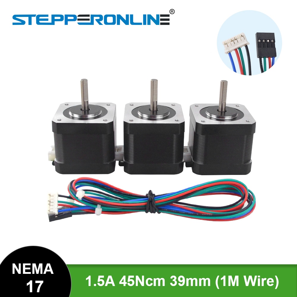 Nema 17 Stepper Motor 39mm 42BYGH 1.5A 45Ncm Nema17 Stepping Motor 4-lead w/1m Cable &amp; Connector for 3D Printer