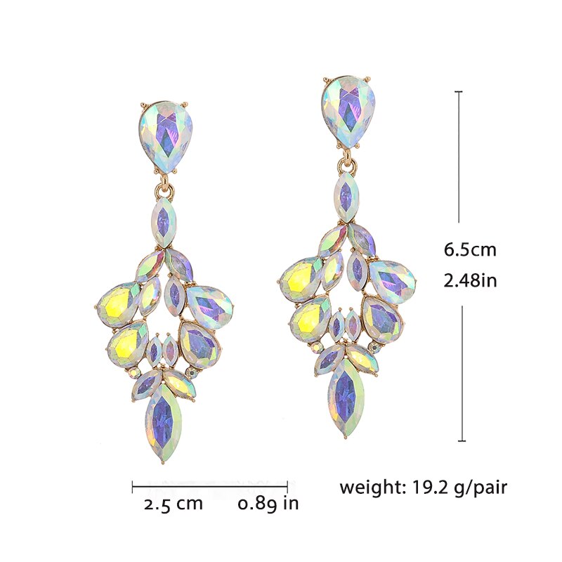 Brincos vazados de cristal veyofun para mulheres 2019 joias brincos pendurados