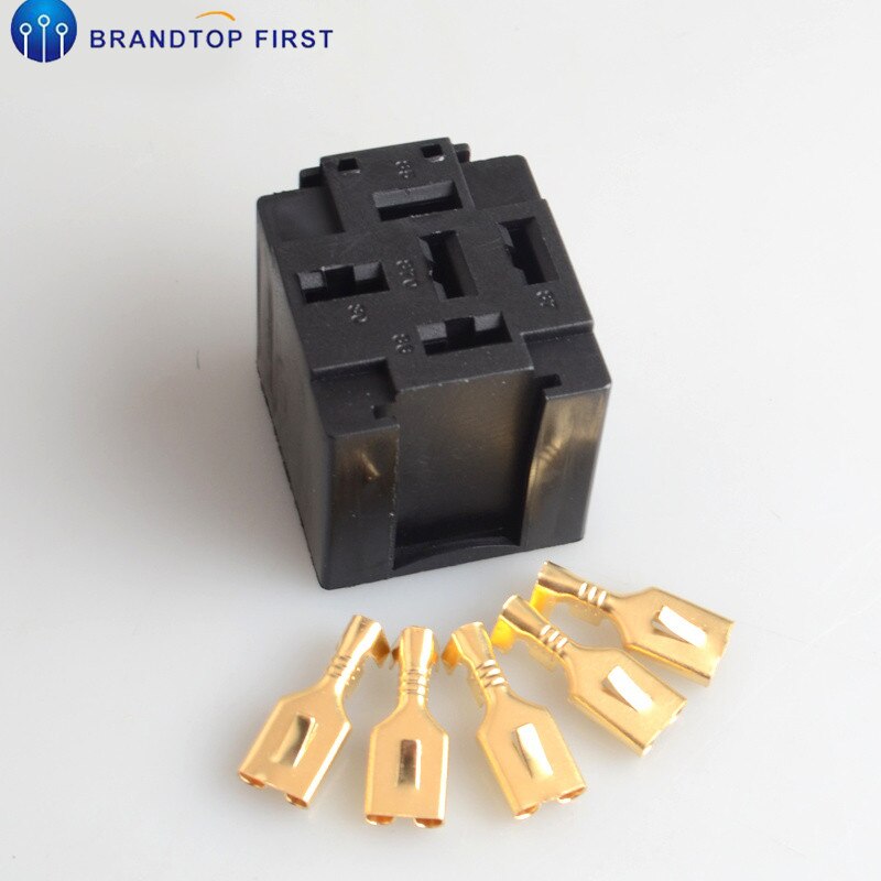 1Set Car Auto Vehicle 5 Pin Relay Socket Holder with 5Pcs 6.3mm Copper Terminal