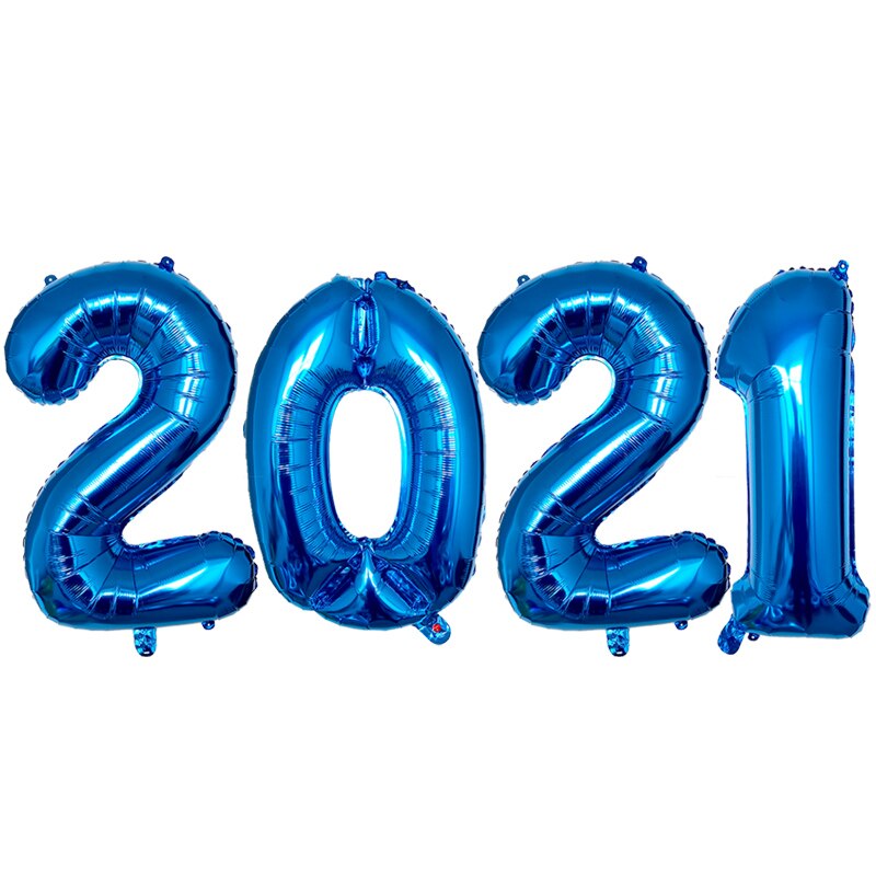 4 sztuk/partia 16inch 32inch 2021 liczba balony foliowe Rainbow rysunek balon nowy rok 2021 nowy rok dekoracje świąteczne dekoracje: Marble / 32 inch