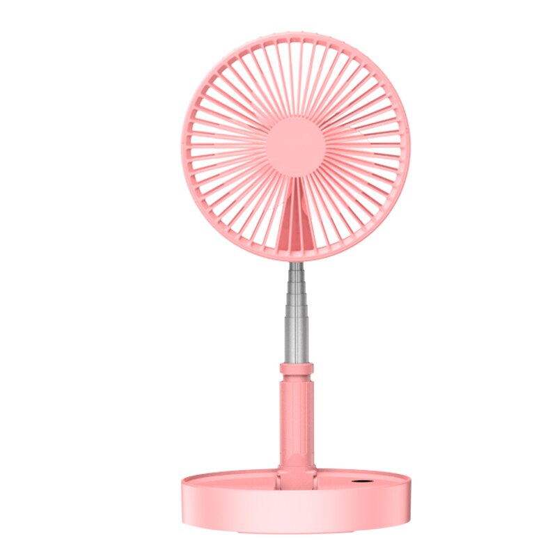 folding telescopic mini fan USB rechargeable student portable small electric dormitory bed office desktop large wind battery: pink