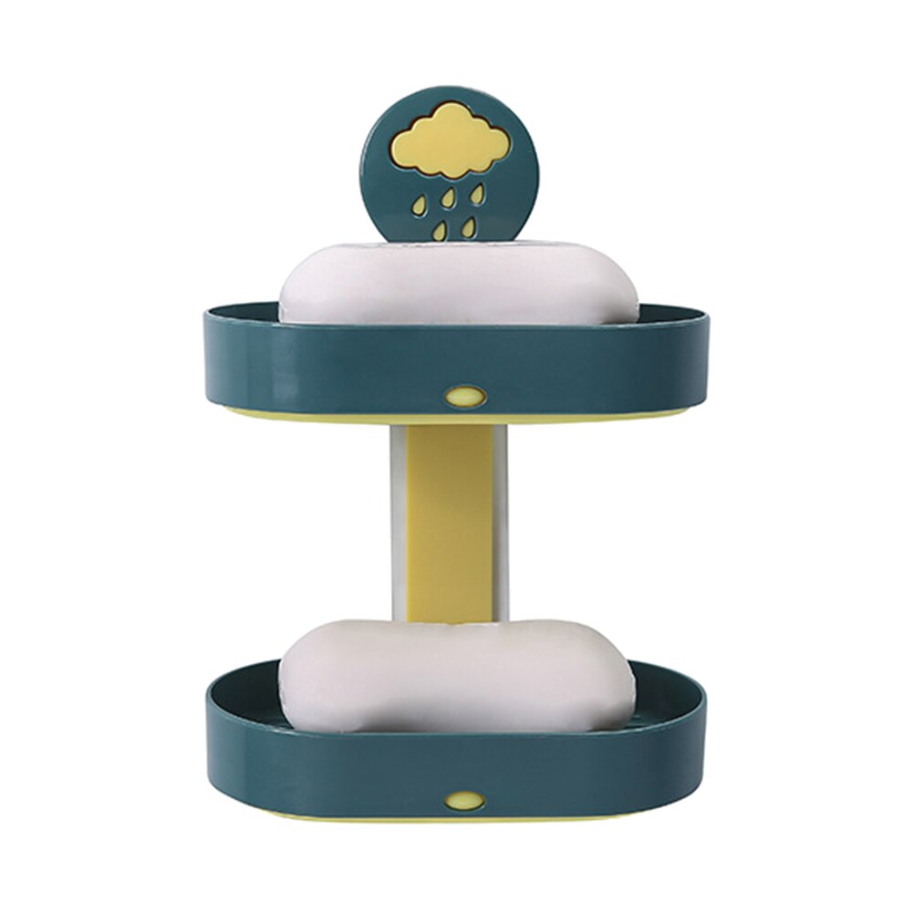 strong suction cup double layer soap box soap dishes water bunk soap holder bath basket: Dark Blue