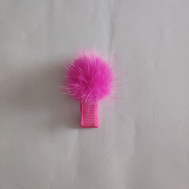 Untamed 12 pcs/lot mini solide fourrure pompon boule filles petite jolie pince à cheveux enfants épingles à cheveux accessoires pour cheveux pompon boule de cheveux clips: 28
