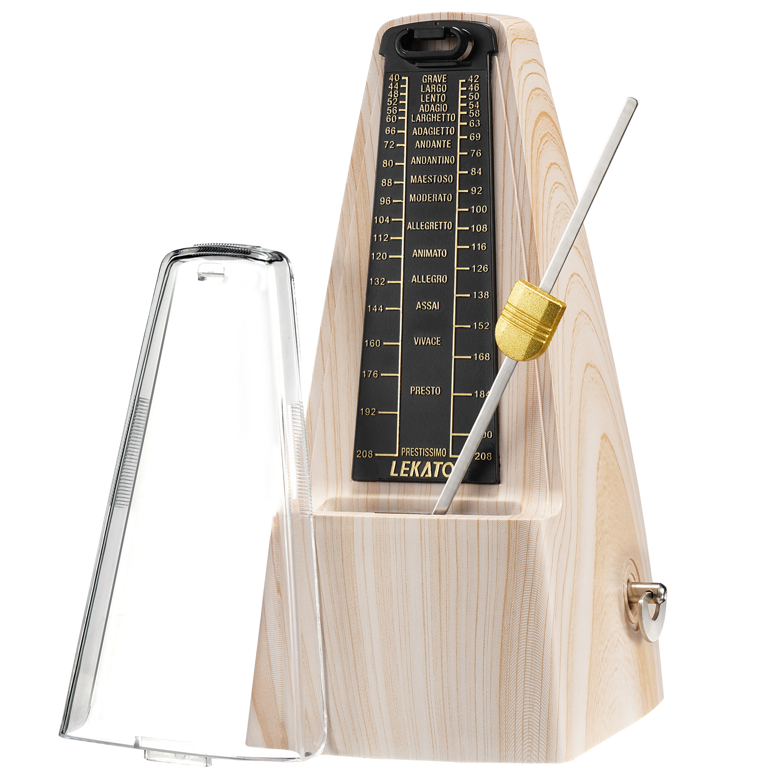Metronoom voor piano Gitaar Drum Viool Mechanische metronoom Nauwkeurige track Beat Tempo voor beginners Essenhoutnerf van LEKATO