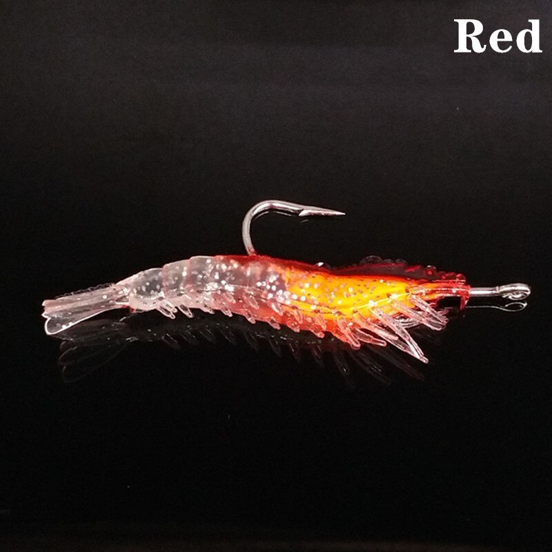 1/3 pçs 3g-60mm 4 cores luminoso camarão lula noite pesca lula jigs isca baixo suave peixe equipamento equipamento equipamento acessórios: Red / 1PC