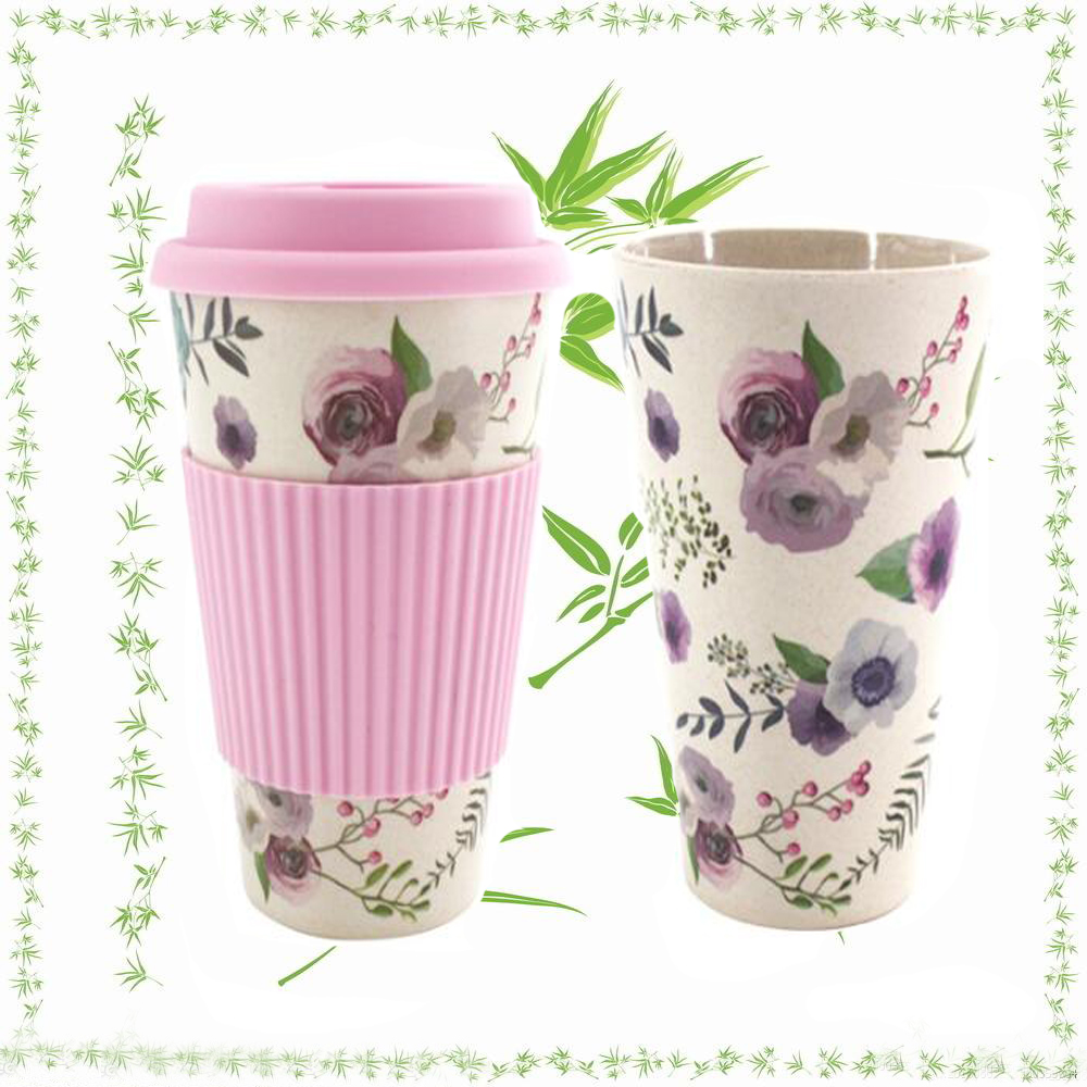 Tazas de 400ml reutilizables de fibra de bambú tazas de café aislamiento viaje taza para beber
