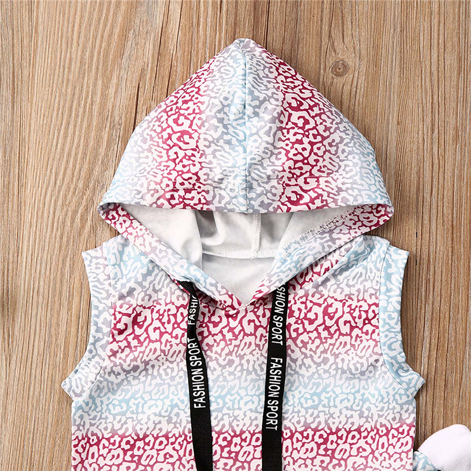 Summer 2Pcs Exercise Sport Sets Toddler Kids Tracksuits Camouflage Print Sports Suit Hooded Hoodie Sleeveless Top and Pants Set