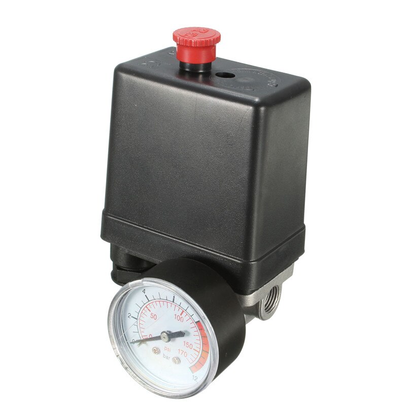 7.25-125 PSI Small Air Compressor Pressure Switch Control 15A 240V/AC Adjustable Air Regulator Valve Compressor Four Holes