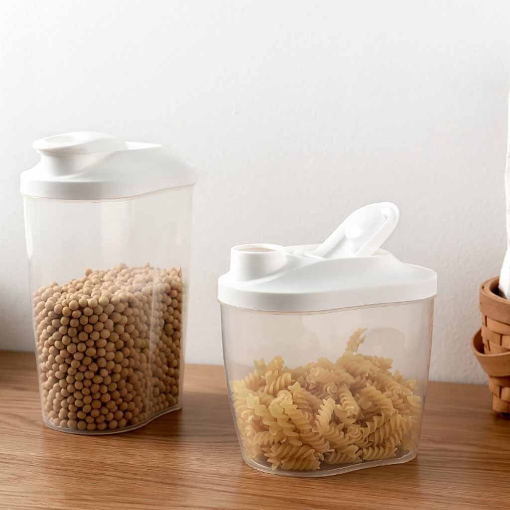 Food Storage Box Top Selling Plastic Cereal Dispenser Storage Box Kitchen Food Grain Rice Container Nice 2 Models White