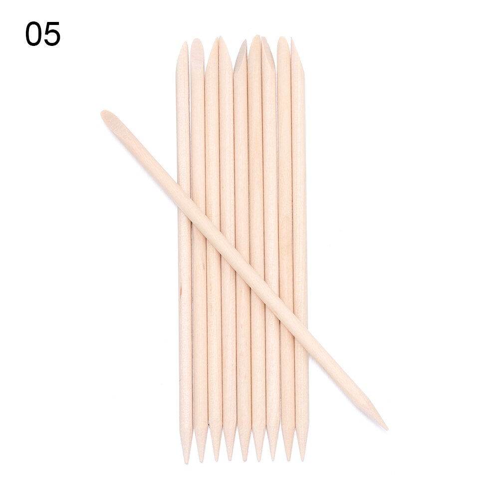 10/30/50/100 stk orange træpinde til neglebånd pusher neglebånd fjern værktøj gafler til negle eksfoliering manicure værktøj neglekunst: 5 10 stk