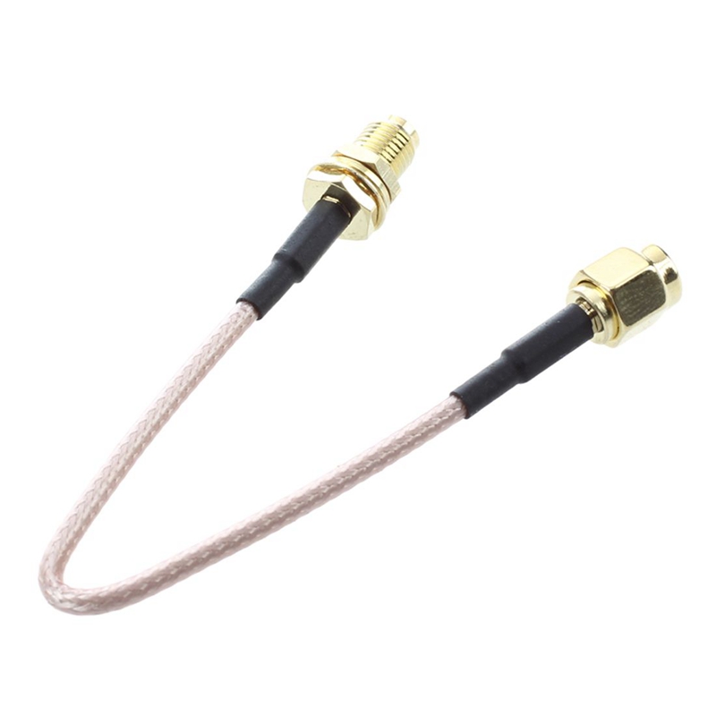 2X SMA Female SMA Male F / M Antenna Connection Cable Adapter Black + Gold