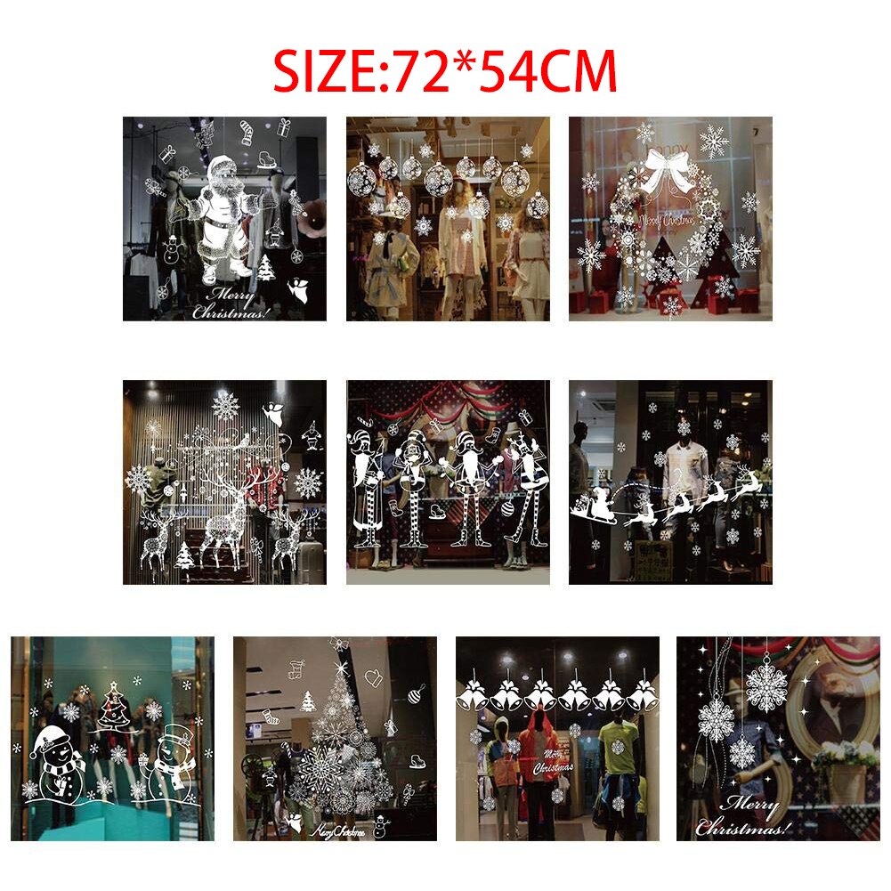 Brand Christmas Window Stickers Static Electricity White Sticker For Home Showcase Decor Removable
