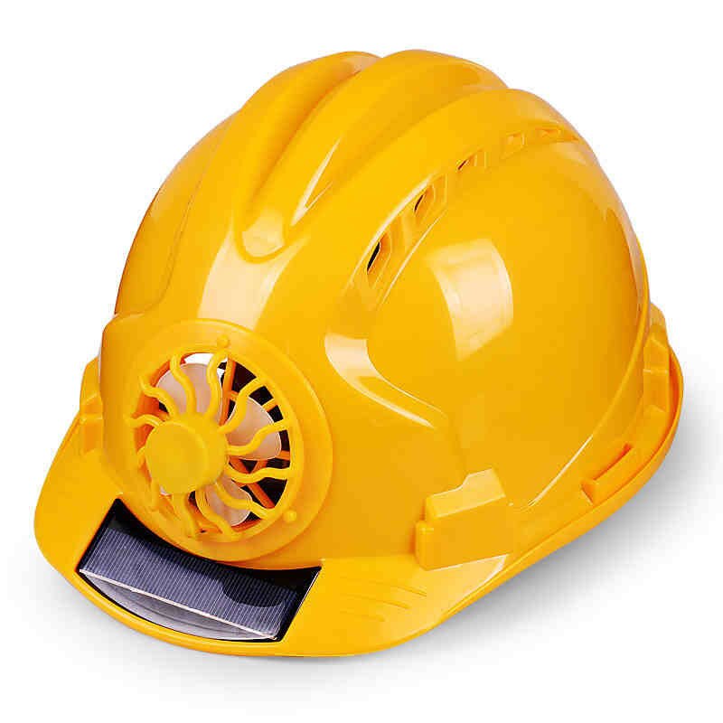 Fan Helmet Outdoor Solar Power Safety Hard Hat Working Construction Workplace High strength ABS Protective Cap Solar Panel: Yellow