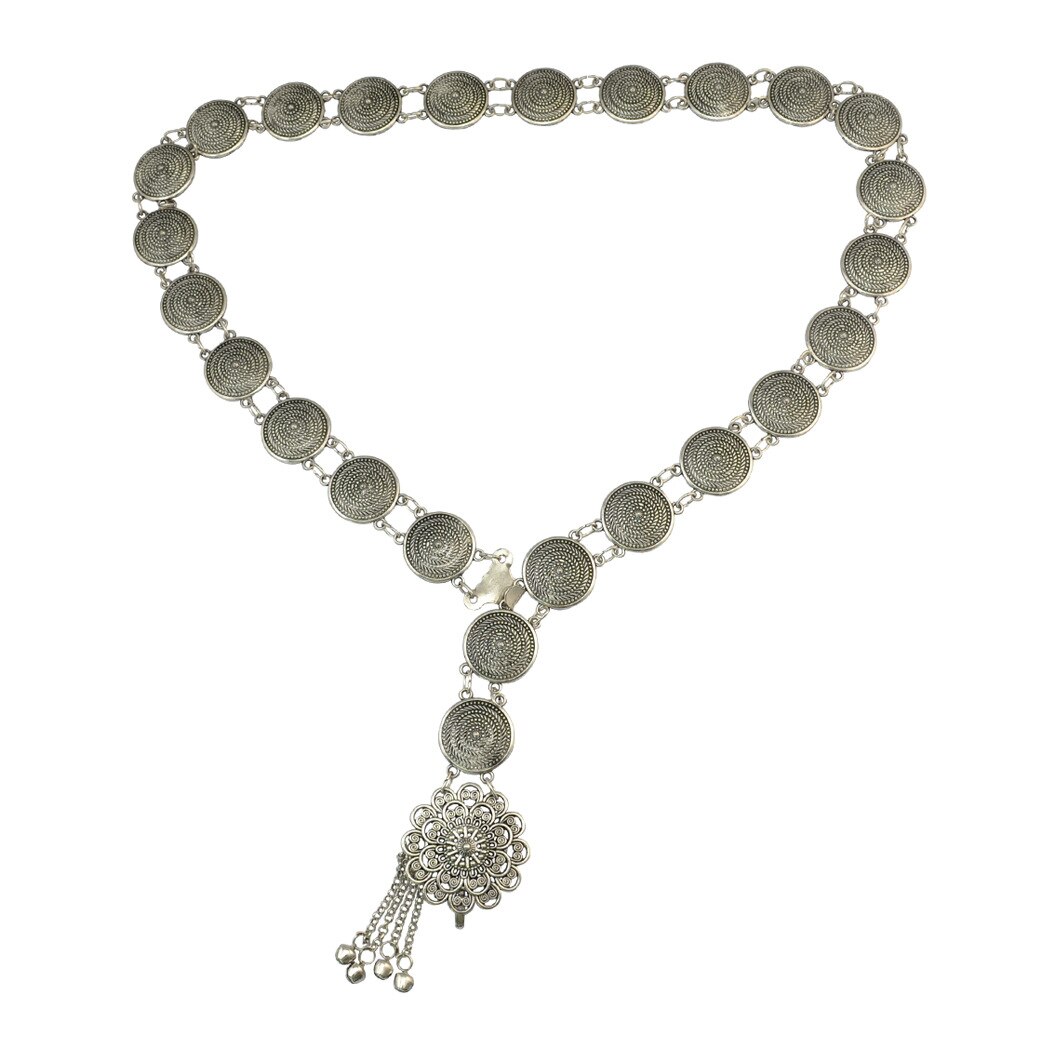 Cinturón Medieval de Metal con hebilla para mujer, accesorio de disfraz, faja tallada Retro Punk, decoración de cintura antigua para adulto