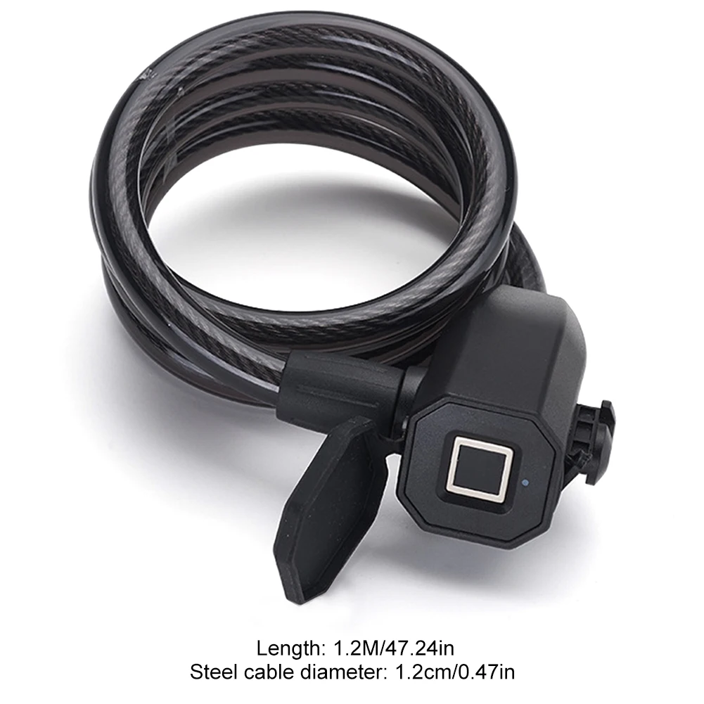Fingerabdruck-Fahrradschloss, 1200 mm lang, wasserdicht, Diebstahlschutz, USB-Aufladung, MTB, Rennrad, Fingerabdruckschloss für Elektrofahrrad, Rolle