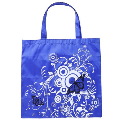 Bolsas de compras reutilizables impermeables para mujer, bolso plegable Oxford, tela de Estampados de flores de mariposa ecológica, bolsa de la compra: Azul