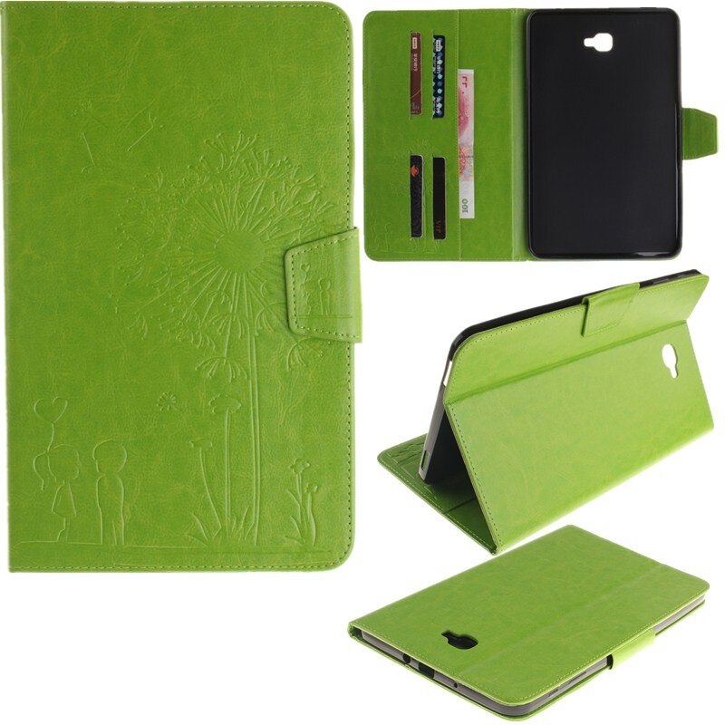 Etui na Tablet do Samsung Galaxy Tab A 10.1 2016 T580 T585 SM-T580 pokrywa Lichee styl skórzany składany stojak odwróć Tab A + film: TX green P