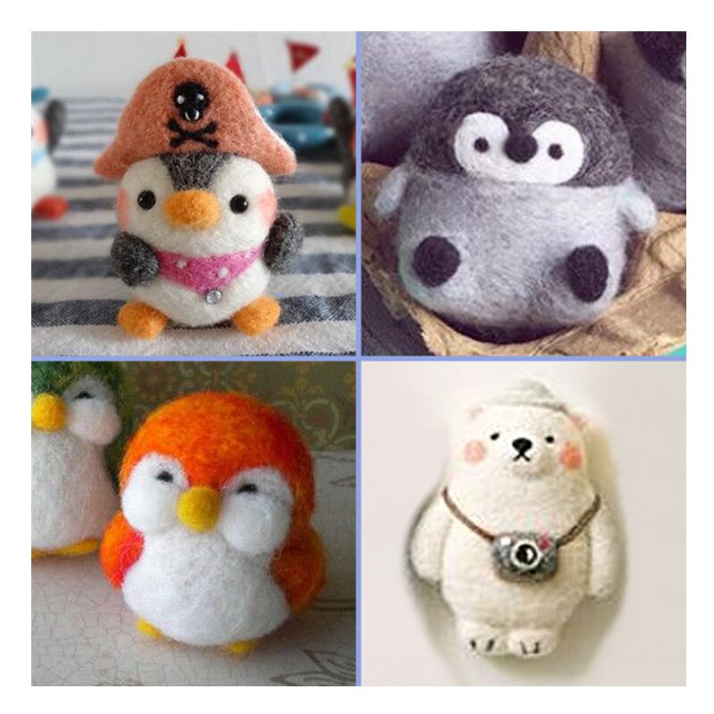 Pinguino di stoffa kit di aghi di lana feltro di lana fa da infeltrimento pendente artigianale ricamo fai da te fatto a mano