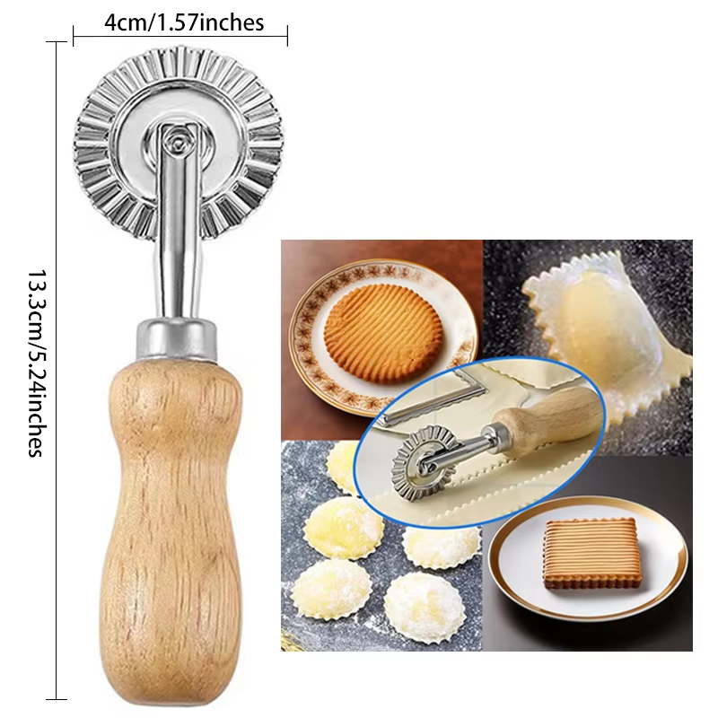 Mattarello per ravioli in legno Stendino per pasta pieghevole Stampo per ravioli Timbri per pasta Ruota a rulli Affettatrice per Pizza per strumenti per la produzione di pasta: Oro