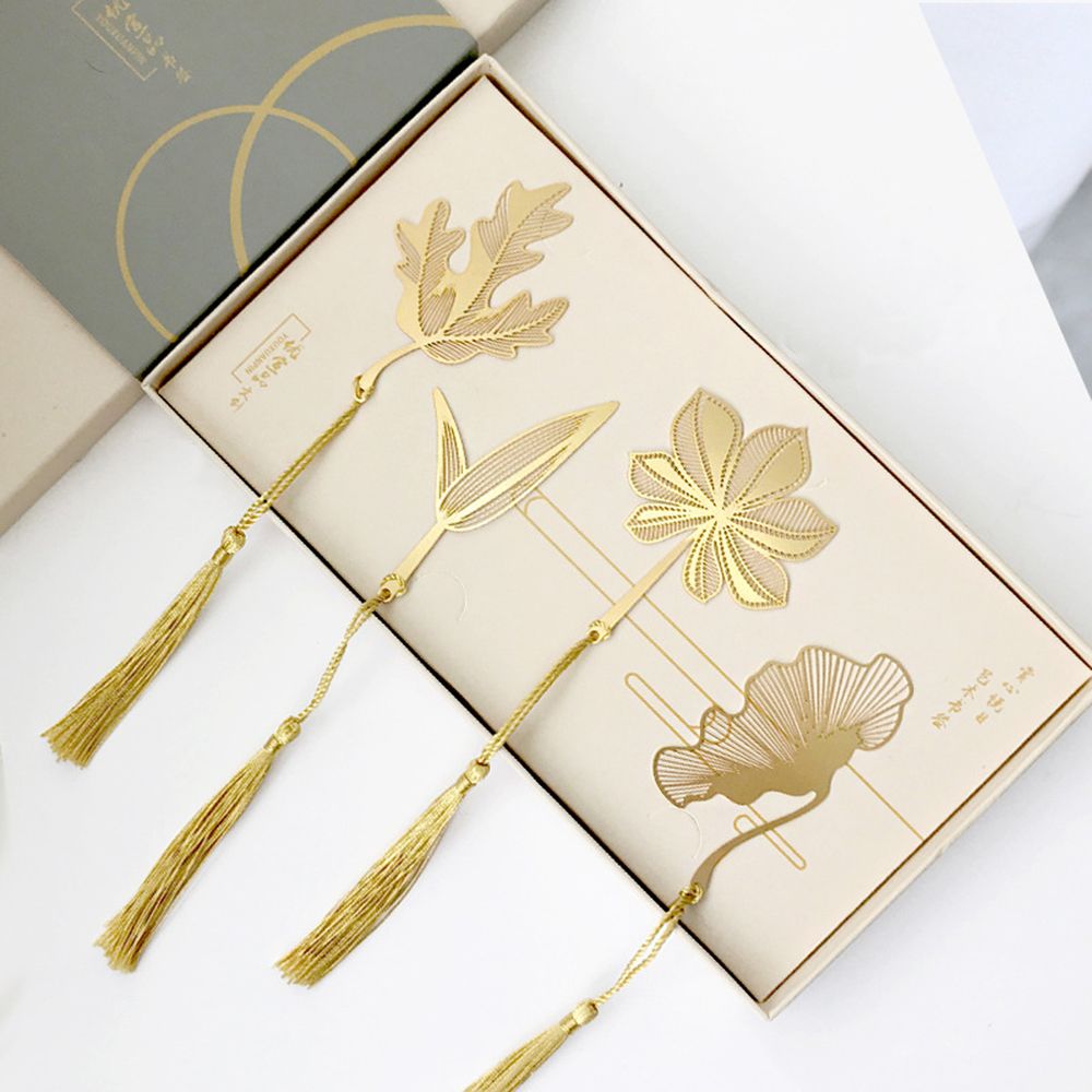 Metal Leaf Bookmark Hollowed Out Brass Leaf Vein Cultural Student Supplies Office School Stationery Accessories