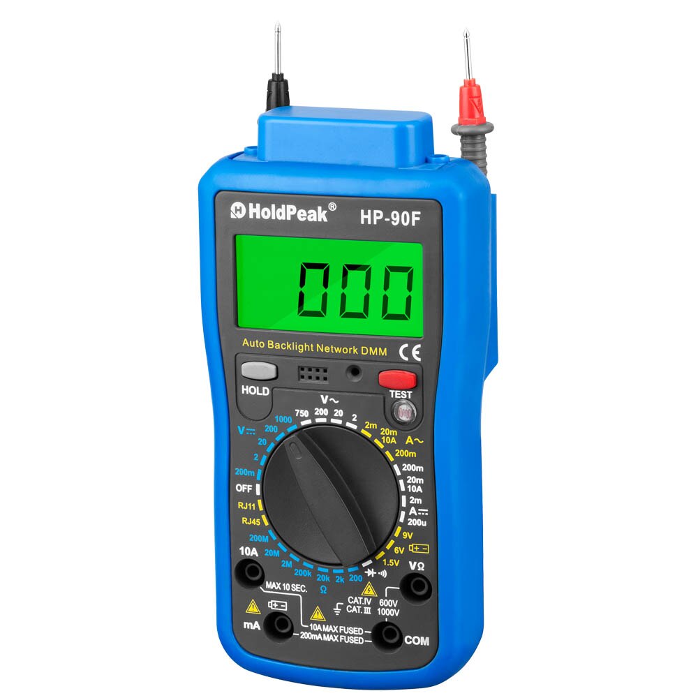 HoldPeak HP-90F Multimetro Digital HoldPeak HP-90F Digital Network Multimeter Meter with Telephone Line and Network Cable Test: HP-90F