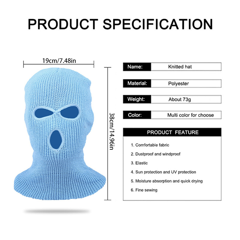 Winter-fahrradmaske mit 3 löchern, wärmende, winddichte gesichtsmaske für radfahrer, sturmhaube, skimaske, Winkel- und snowboardschal, mütze, kopfbedeckung