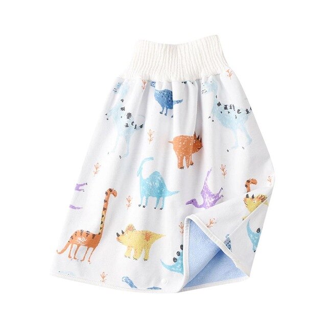 2 in 1 Comfy Children's Adult Diaper Skirt Shorts Baby Waterproof Diaper Skirt Pants Training Pants Kids Cover Underwear: Dinosaur / L