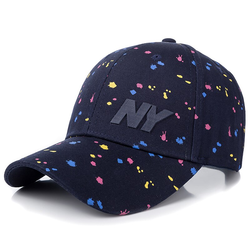 Kvinder kasket ny bogstav patch baseball kasket kvindelig polka dot print casual justerbar udendørs hat kasket: Marine blå
