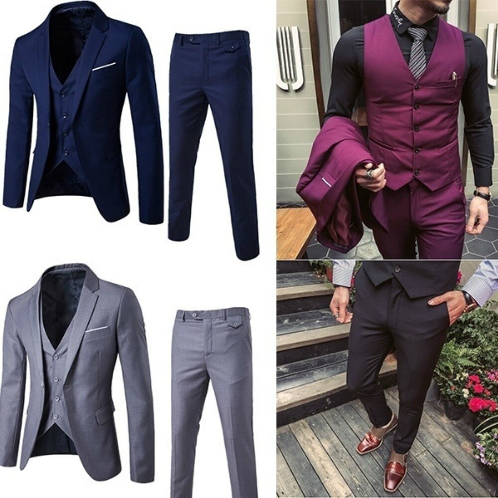 Zogaa herrkostymer herrdräkter affärskläder slim fit brudgumskostymer 3 stycken kostymer för män fritidsdräkter