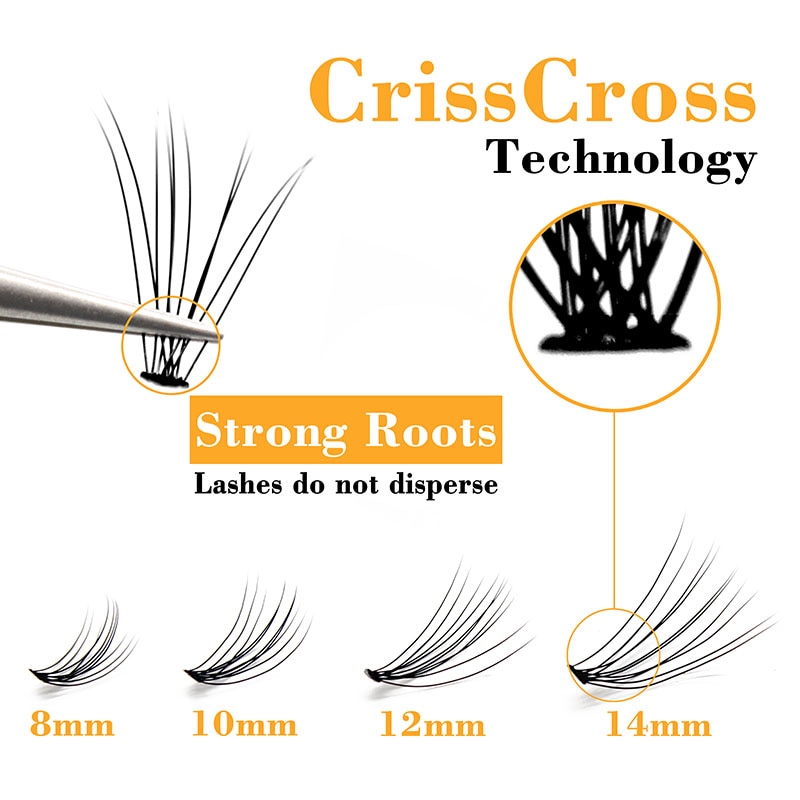 Kimcci naturel longs cils évasés individuels grappe Faux cils 60 paquets/boîtes maquillage vison Extension de cils Faux Cilias