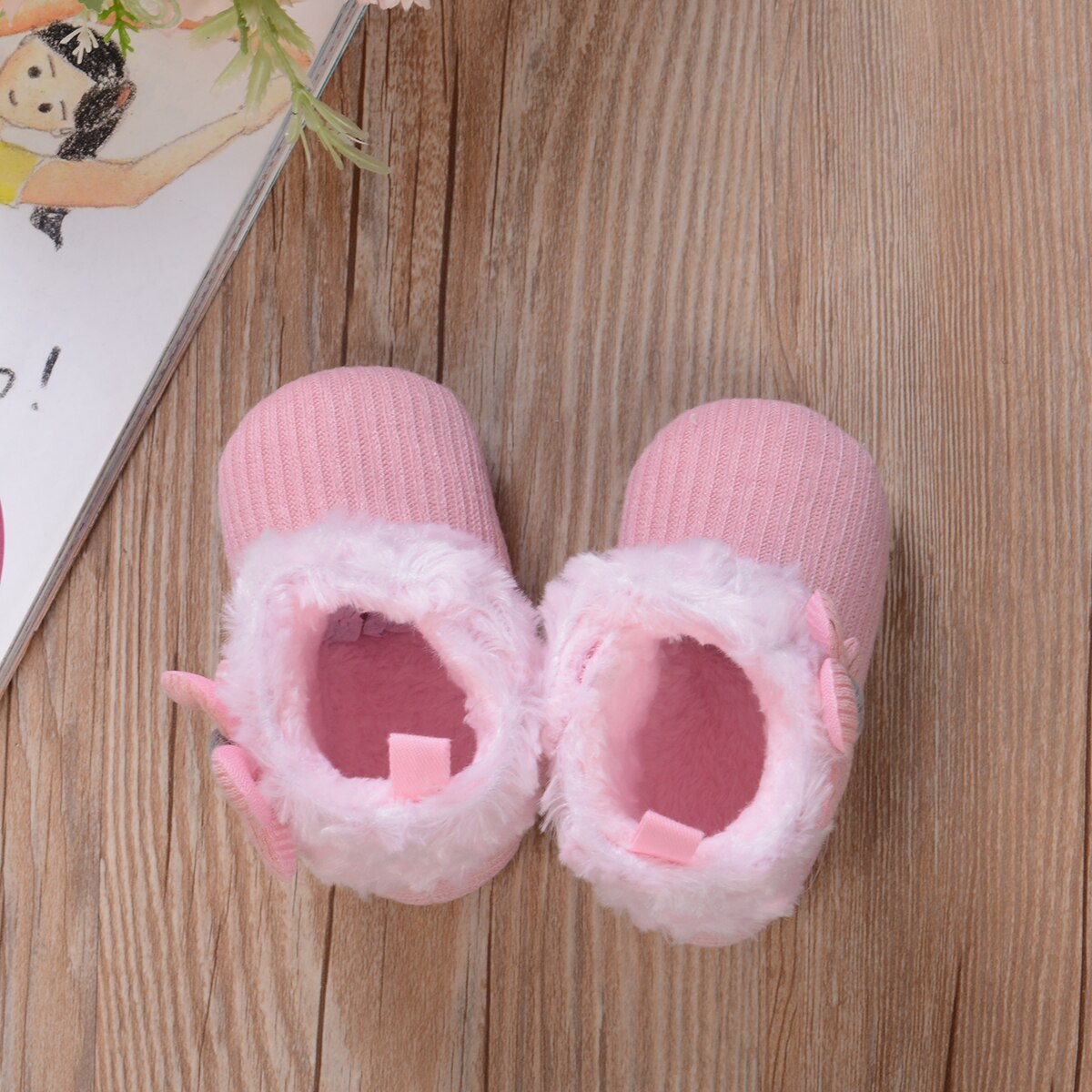 Babymeisjes sneeuwlaarzen winter warm mooie zachte imitatiebont gebreide bloemenlaarsjes antislip baby prewalkers 0-18m